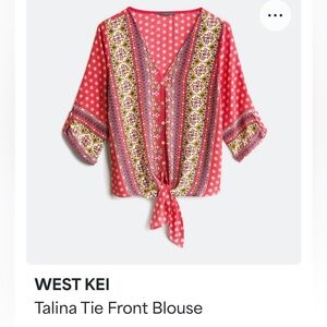 West Kei Taliba tie-front blouse size L